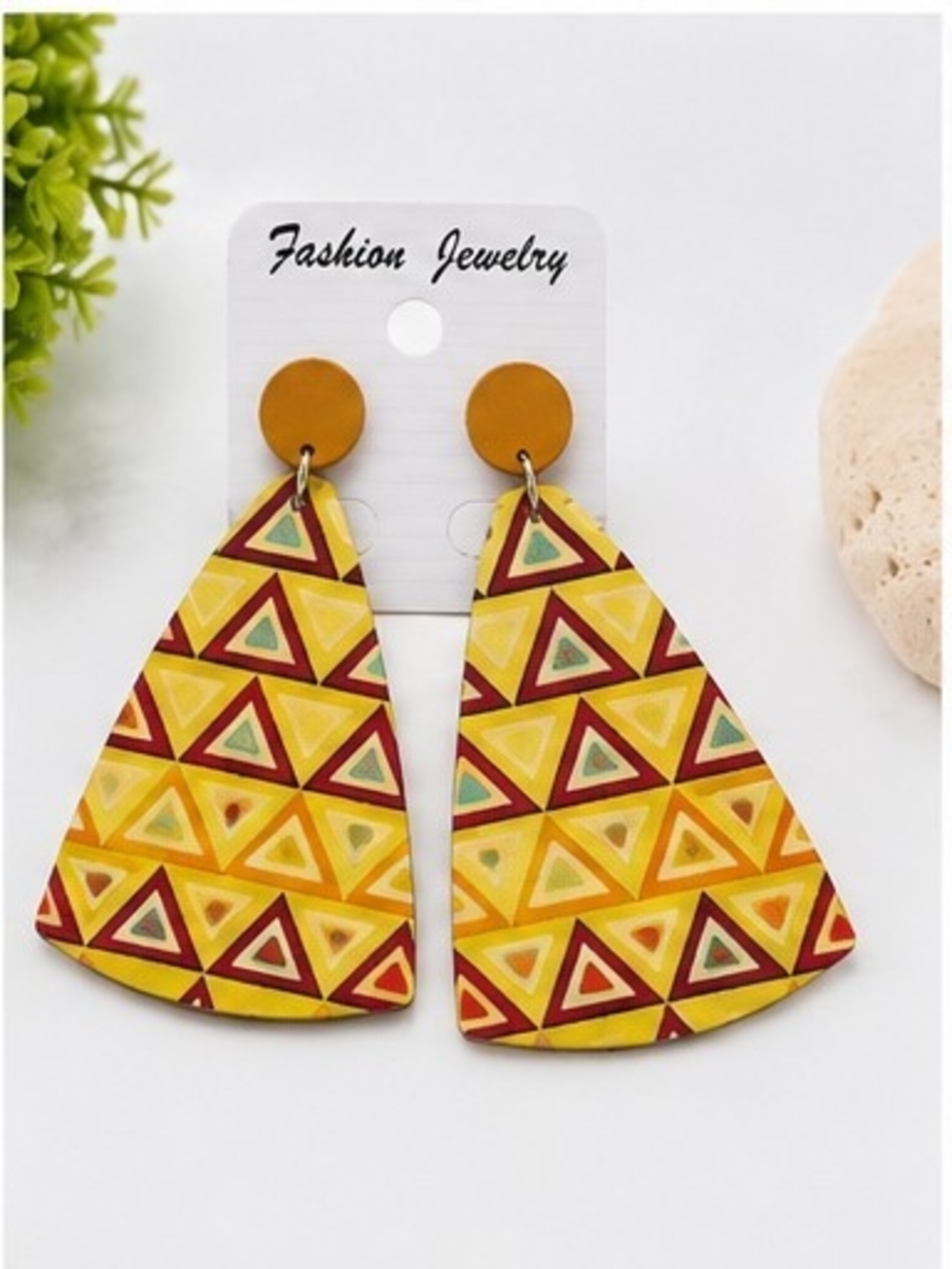 Fashion Jewelry Yellow Geometric Triangle Drop Earrings